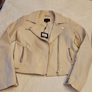 Joes Jeans Creamy Off White Soft LAMB Leather Jacket.  Womens Small.  NWT
